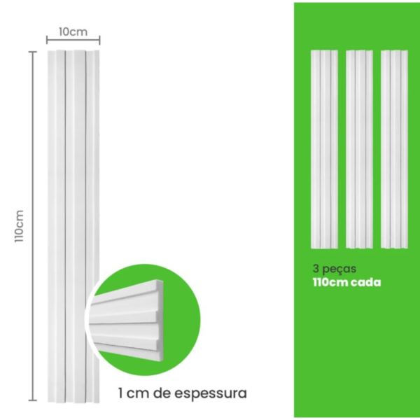 Painel Ripado 10cm x 1,10m - 3 ripa