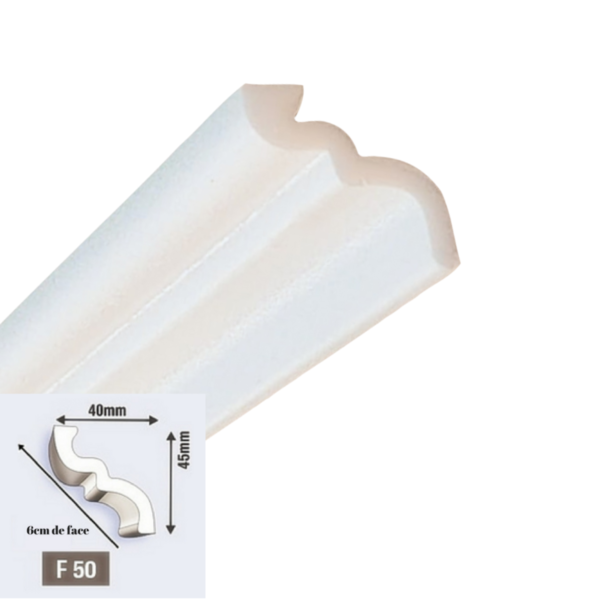 Kit 10 Metros - Moldura Isopor Substitui Gesso Roda Teto F50