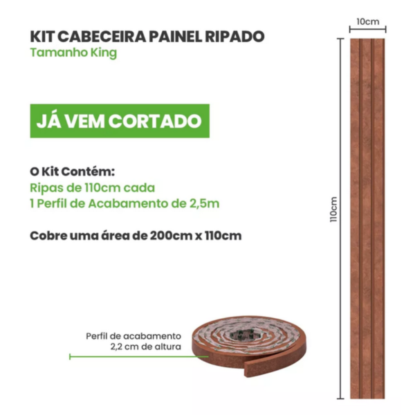 Cabeceira Painel Ripado Cabeceira Quarto Cama king Corten - Imagem 3