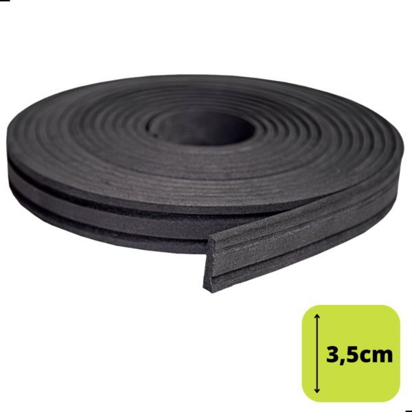 Eva Flexível 3,5cm 4 Metros, Rodapé Moldura Autocolante - 3c2-preto