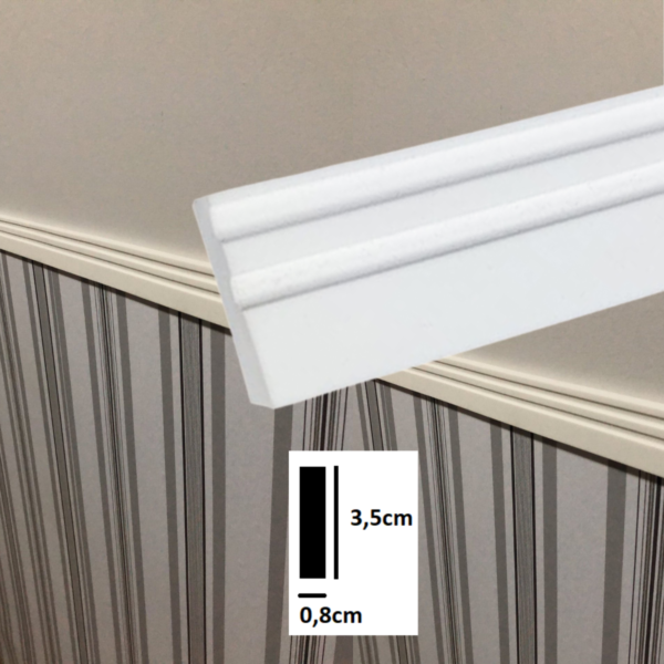 Eva Flexível 3,5cm 5 Metros, Rodapé Moldura Autocolante Boiserie Roda Meio - 3c2F-Branco - Imagem 5