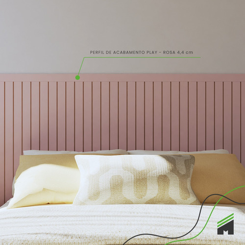 Eva Rodapé Acabamento Painel Ripado Laminado 2,5m Play Rosa+ - Imagem 5