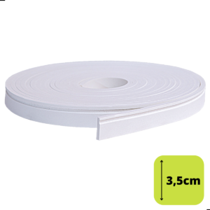 Eva Flexível 3,5cm 5 Metros, Rodapé Moldura Autocolante Boiserie Roda Meio - 3c1-Branco