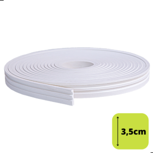 Eva Flexível 3,5cm 5 Metros, Rodapé Moldura Autocolante Boiserie Roda Meio - 3c2F-Branco