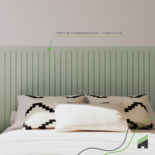Eva Rodape Meia Parede Ripado Laminado 10cm x 1,1m - Play Verde - Imagem 2