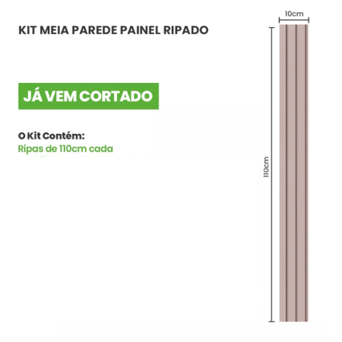 Eva Rodape Meia Parede Ripado Laminado 10cm x 1,1 m - Play Rosa - Imagem 5