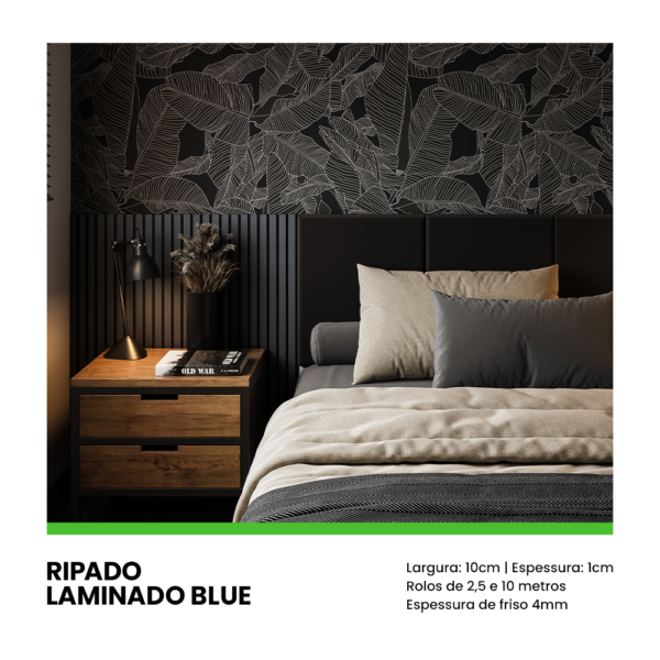 Painel Ripado Laminado 10cm Blue Eva Autocolante 2,5 Metros - Imagem 3