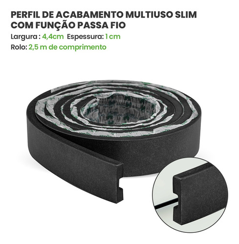 Eva Rodape Acabamento Ripado Laminado 2,5m - Urban Black+ - Imagem 3