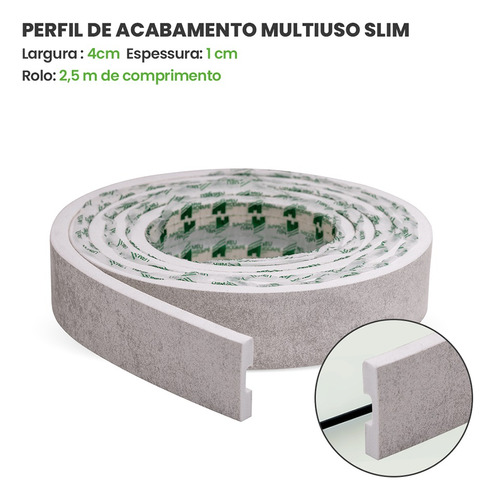 Eva Rodapé Acabamento Ripado Laminado 2,5m - Urban White+ - Imagem 3