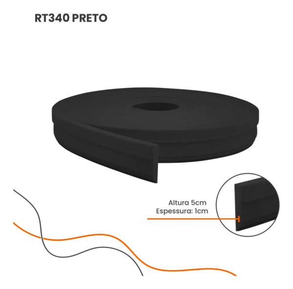 RodaTeto Flexível Eva Autocolante 5x1cm -Rt340 5 mts Preto - Imagem 5