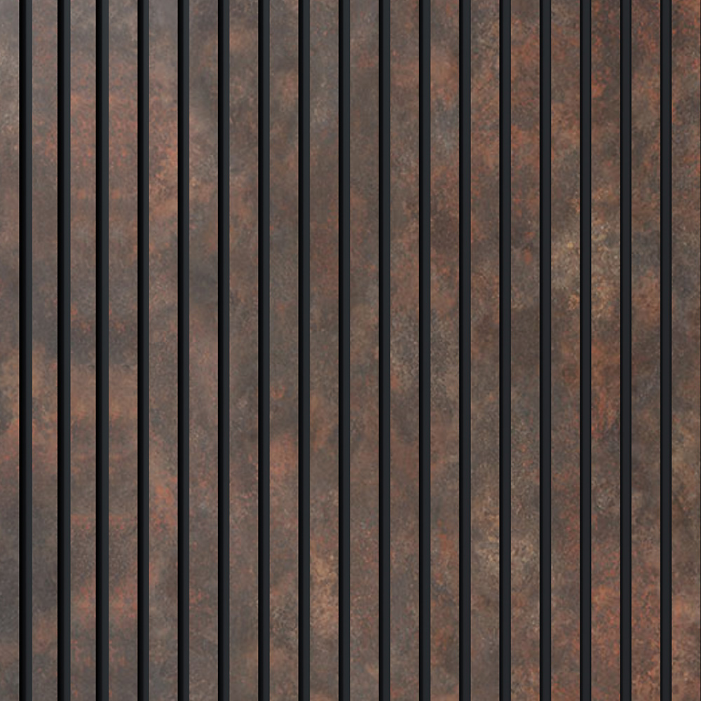 Painel Ripado Laminado 10cm Corten Eva Autocolante 2,5 MTS
