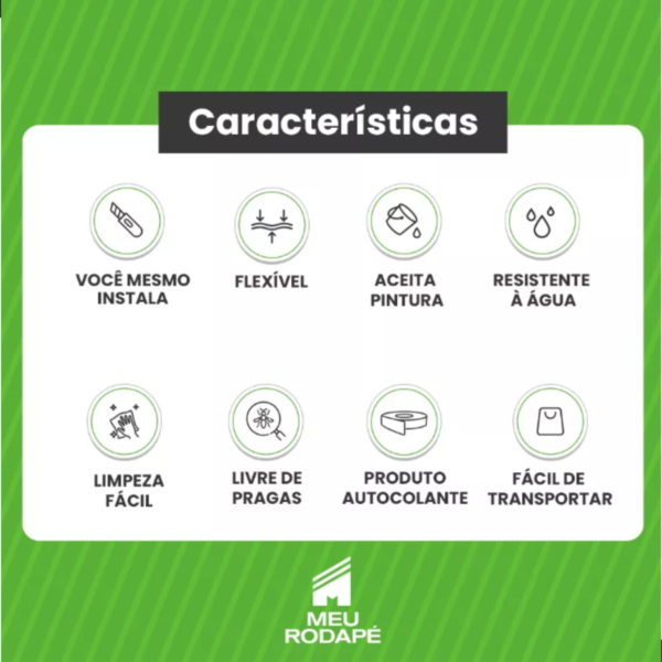 Rodape EVA Flexível Autocolante 15 cm Rolo 2,5M Branco - RP16 - Imagem 5