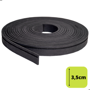 Eva Flexível 3,5cm 10 Metros, Rodapé Moldura Autocolante - 3c1-Preto