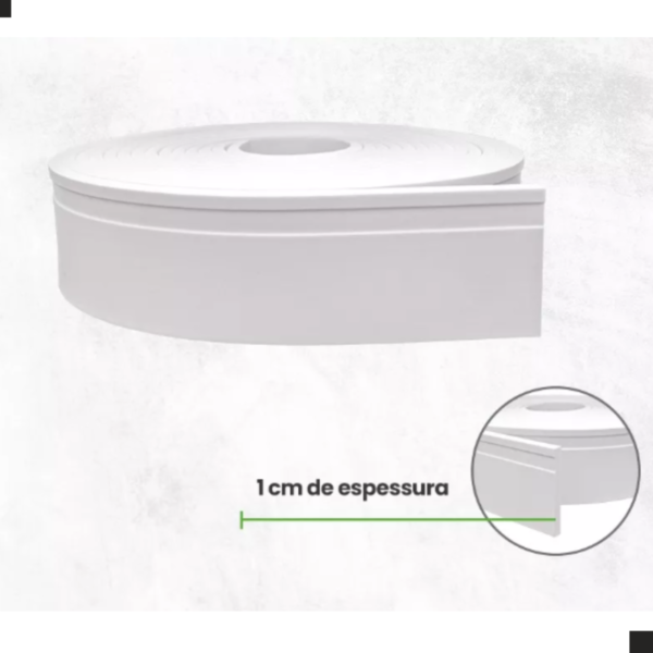 Rodape EVA Flexível Autocolante 15 cm Rolo 2,5M Branco - RP16 - Imagem 4