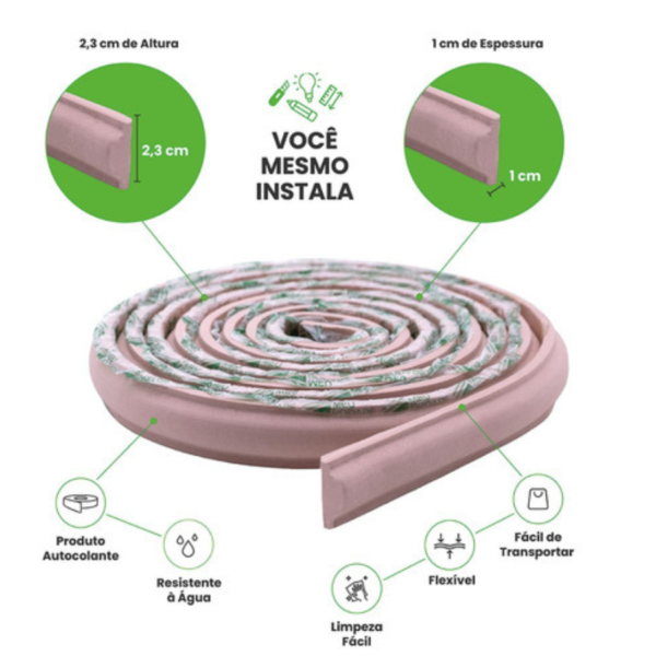 Rodameio Boiserie Moldura Eva Autocolante 2,5cm - 2,5mt Rosa - Imagem 4
