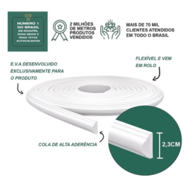 Boiserie 2,3x1,2cm Eva Autocolante 10 mts - Outlet Meu Rodape - Imagem 2