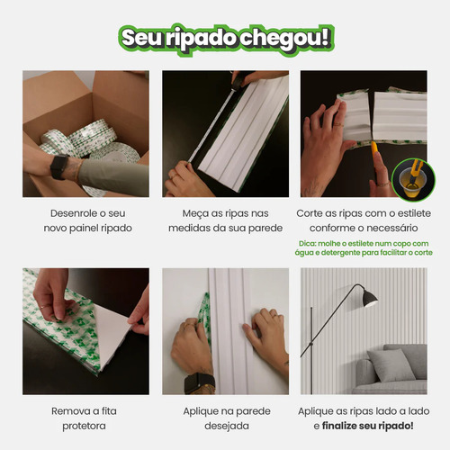 Painel Ripado Meu Rodape 7cm Meia Parede Autocolante Outlet - Imagem 3