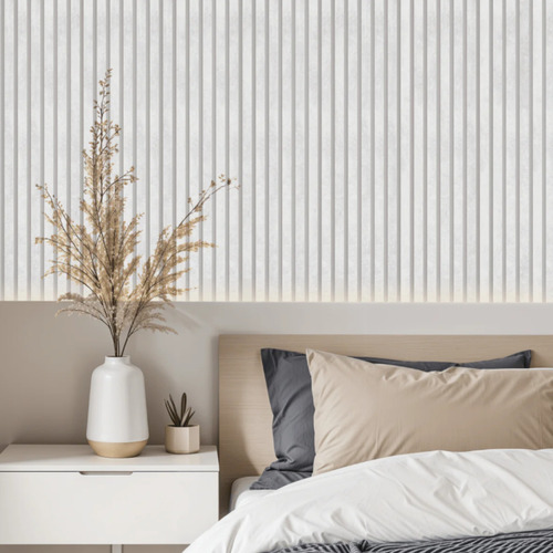 Meia Parede Ripado Autocolante Meu Rodapé 50cm 1.10m White