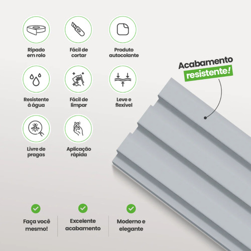 Meia Parede Ripado Autocolante Meu Rodapé 50cm 1.10m White - Imagem 2