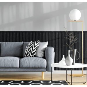 Meia Parede Ripado Autocolante Meu Rodapé 50cm  1.10m Black