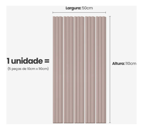 Meia Parede Ripado Autocolante Meu Rodapé 50cm X 1.10m Rosa - Imagem 2