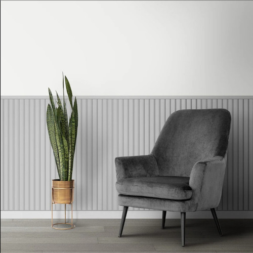 Meia Parede Ripado Autocolante 50cm 1.10m Cinza