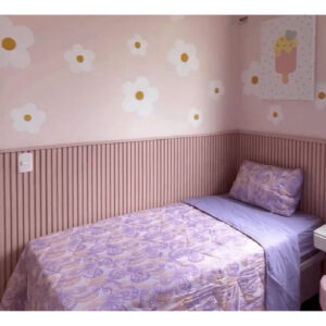 Meia Parede Ripado Autocolante Meu Rodapé 50cm X 1.10m Rosa