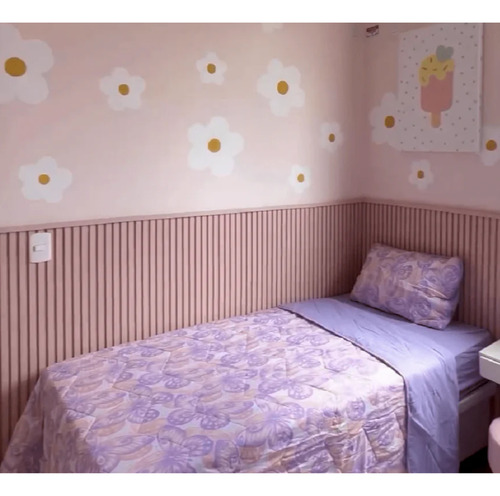 Meia Parede Ripado Autocolante Meu Rodapé 50cm X 1.10m Rosa